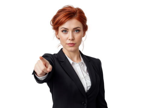 Mulher de negócios apontando o dedo para frente