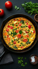 Vibrant Vegetable Frittata in a Cast-Iron Skillet