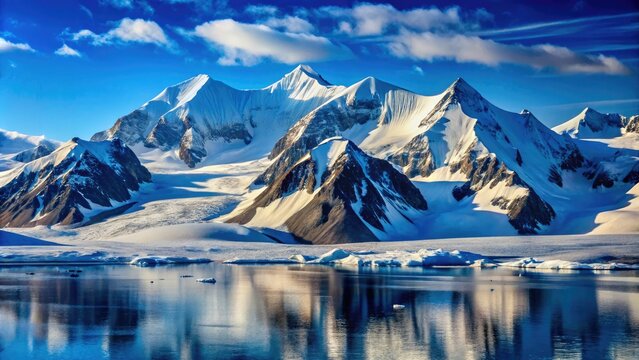 Majestic Vinson Massif in Antarctica Surrounded by Snow-Capped Peaks and Clear Blue Skies