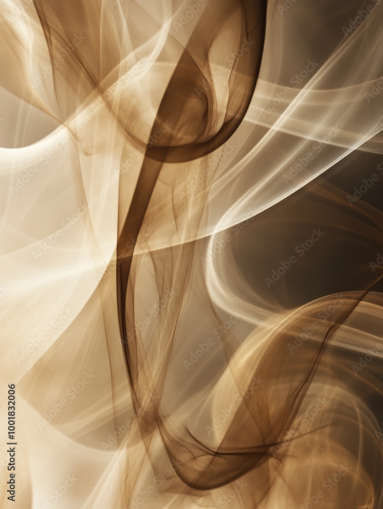 Poster Abstract swirling smoke patterns intertwine with rich coffee tones, creating a captivating visual experience in warm, earthy hues. Generative AI