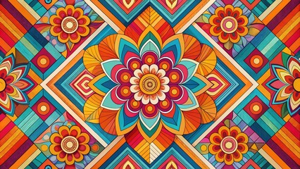 Retro 70's Graphic Design with Vibrant Colors and Geometric Patterns for Vintage Aesthetic Projects