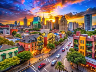 Fototapeta premium Scenic Urban Streetscapes Featuring Vibrant Architecture and Lively Atmospheres in Various Cities