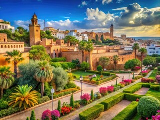 Naklejka premium Scenic View of Rabat, Morocco with Historical Architecture and Beautiful Gardens in the Cityscape
