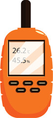 Orange digital thermohygrometer showing temperature and humidity level