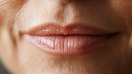 Obraz premium Wrinkle reduction around the mouth, highlighting skin transformation from fine lines to a smooth surface, close-up, High-Resolution, Soft Natural Lighting