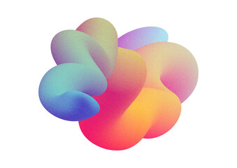 3d render. Abstract flowing shape painted with graffiti spray paint. Soft smear in a gradient of neon colors. Film grain effect.