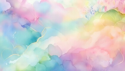 パステルカラーの優しい色合い、水彩画風イラスト背景