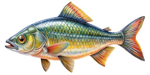 Fototapeta premium Simple Hand-Drawn Fish Illustration for Educational Purposes and Creative Projects in Design