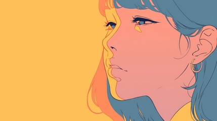 Close-up colorful portrait of a woman in cartoon / anime  style