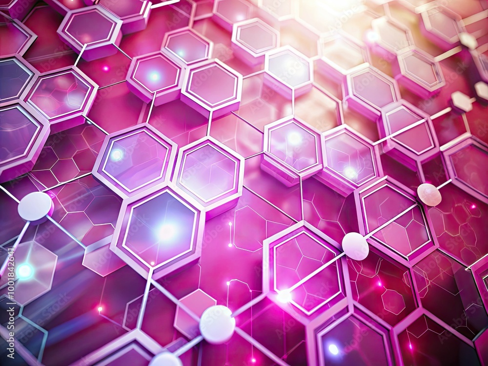 Poster soft white and light pink hexagonal background with network design for elegant digital projects