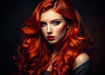 Naklejka premium Striking Dark Red Hair Displayed in Elegant Styles for Fashion and Beauty Photography Projects