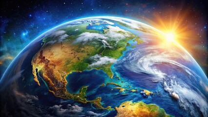 Fototapeta premium Stunning Earth Photo from Space Captured by Satellite Showcasing Planet's Beauty and Colors