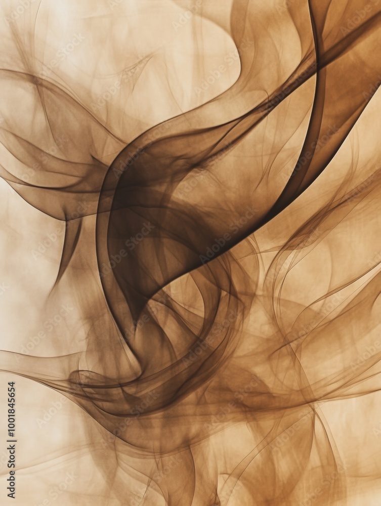 Poster abstract swirling patterns of smoke in deep coffee tones create a mesmerizing fluidity, capturing a 