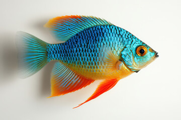 Fototapeta premium Vibrant Blue and Orange Tropical Fish Isolated on White Background