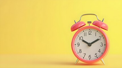 Pink Alarm Clock Yellow Background