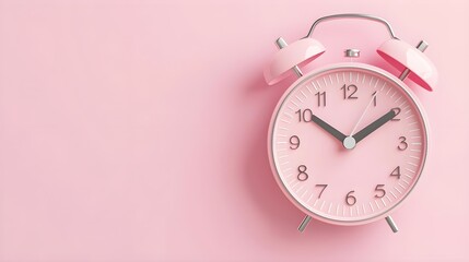 Pink Alarm Clock on Pink Background