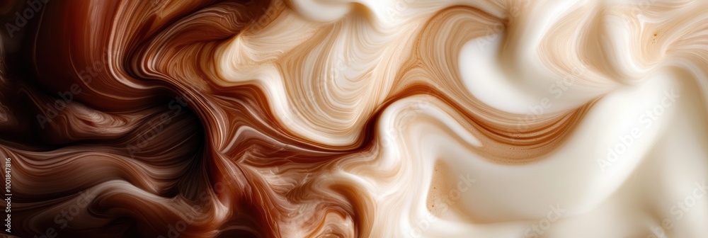 Aufkleber swirling coffee blends beautifully with milk, creating a mesmerizing abstract effect in a close-up v