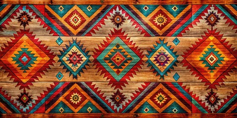 Traditional Western Pattern Design Featuring Rustic Elements with Earthy Tones and Textured Background