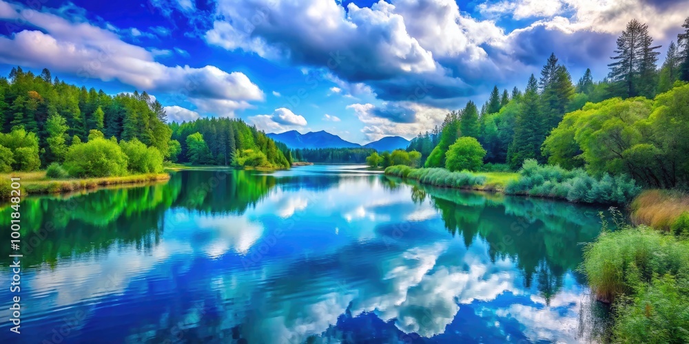 Poster tranquil blue nature background with soft textures ideal for relaxation and calmness in design proje