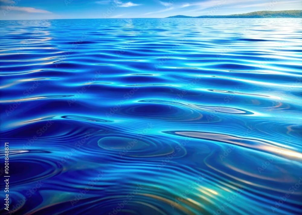 Aufkleber tranquil water ripples from a top view creating patterns in the calm blue surface of the water