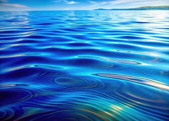 Naklejka premium Tranquil Water Ripples from a Top View Creating Patterns in the Calm Blue Surface of the Water