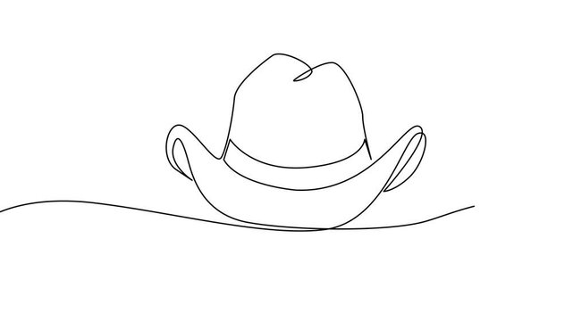 Cowboy hat One continuous single line hand drawn isolated background  template