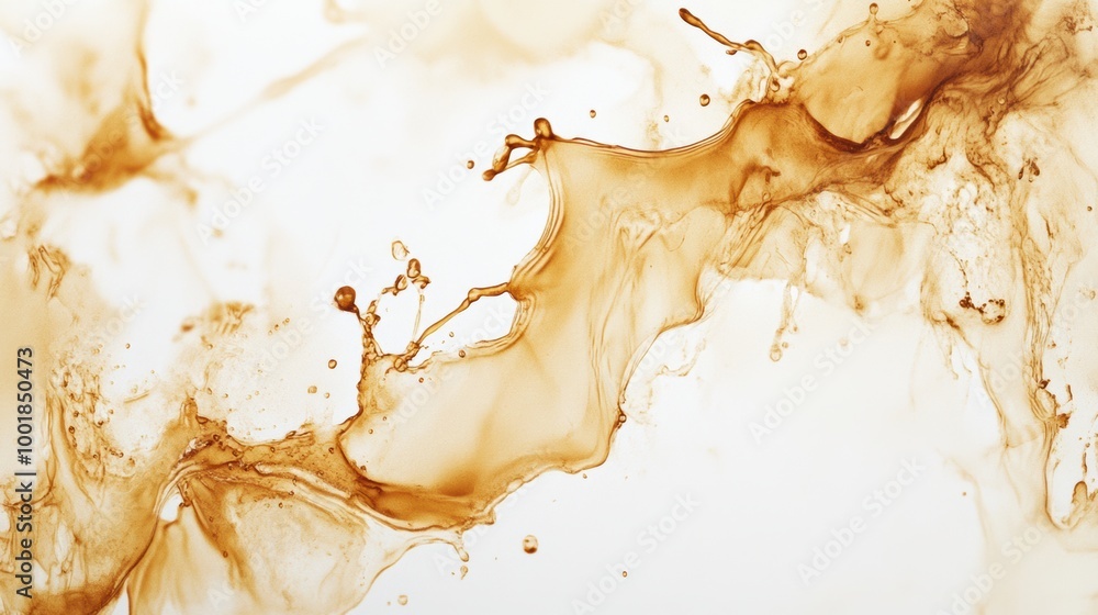 Fototapete beautiful abstract background created by spilled coffee stains and splashes on a light surface, show