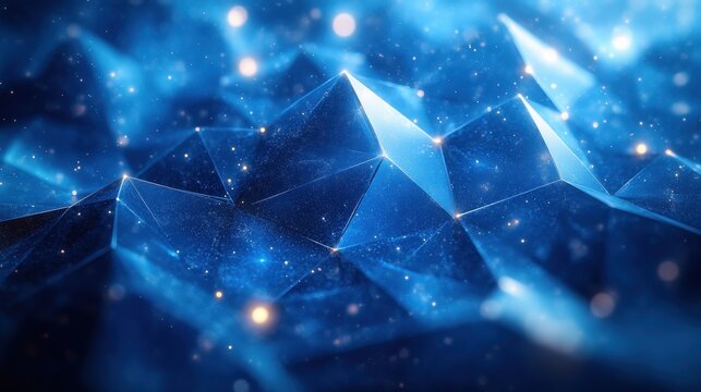 Abstract polygon background with a modern, angular design in various shades of blue 