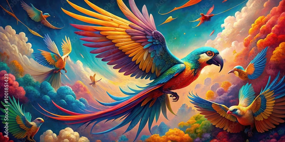 Poster vibrant abstract expression of freedom and creativity through dynamic colors and fluid shapes