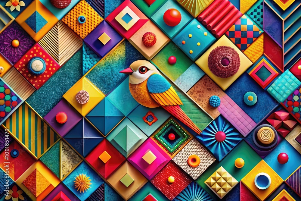 Poster vibrant abstract geometric design with colorful shapes and patterns for cool background wallpaper