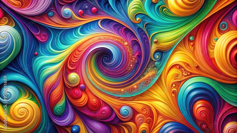 Poster vibrant abstract screensaver design for computer desktop backgrounds in colorful swirls and shapes