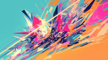 Obraz premium Abstract Art with Vibrant Colors and Geometric Shapes