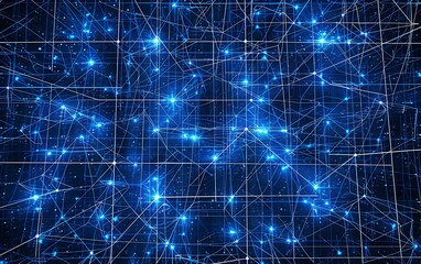 Fototapeta premium Cybernetic Abstract Network of Blue Lines and Glowing Nodes