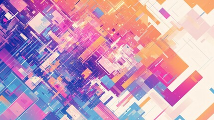 Abstract geometric pattern with vibrant colors and pixelated texture