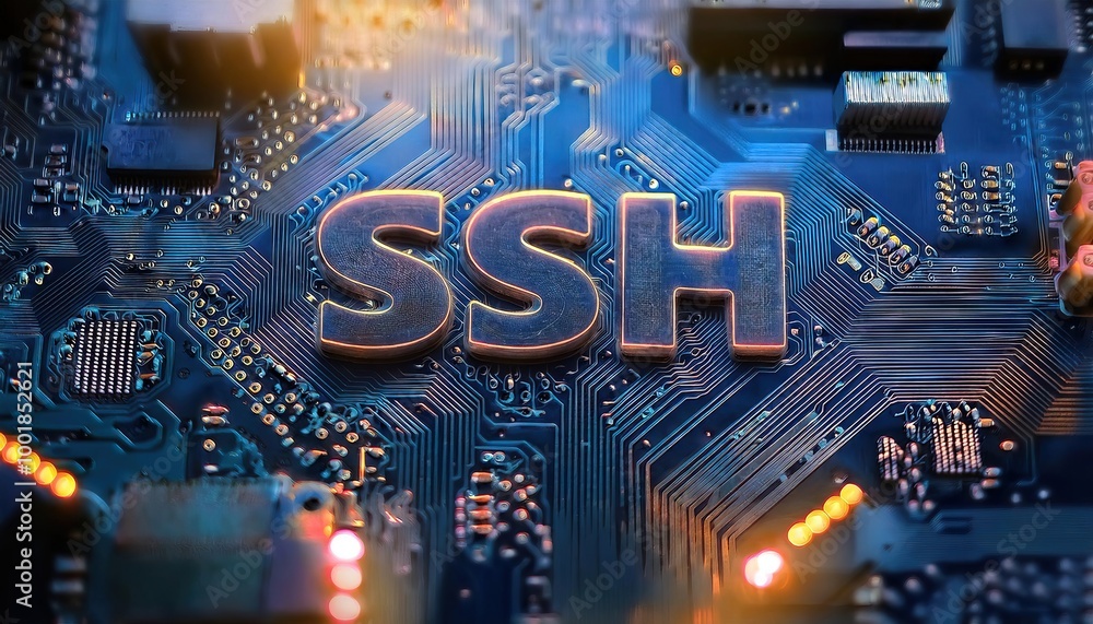 Poster secure shell protocol explained on circuit board
