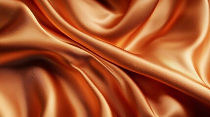 Fototapeta premium Flowing orange silk fabric with rich texture and light