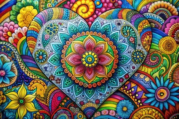 Vibrant Coloring Heart Design for Creative Projects and Relaxation Activities for All Ages