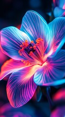 Dynamic abstract floral design highlighted by radiant neon color variations image