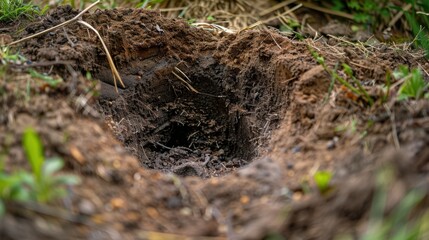 Deep Earth Hole in Natural Setting