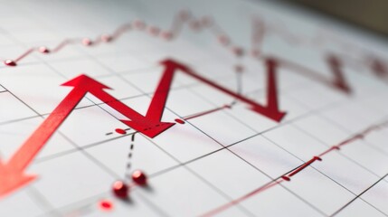 Fototapeta premium Financial Market Trends with Red Arrow Indicators