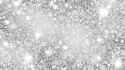 Obraz premium White glitter background with shiny silver sparkles, seamless pattern for wedding invitation or holiday party design. Glitter texture, sparkling stars on white paper surface.
