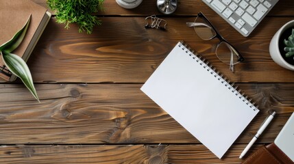 Fototapeta premium Workspace with Blank Notebook and Office Supplies