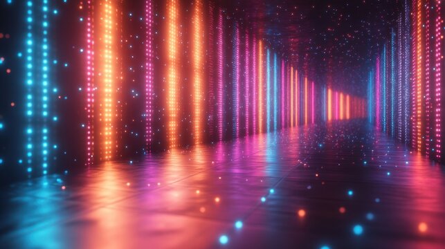 Retro wave background with neon colors and grid lines for a nostalgic 80s feel 
