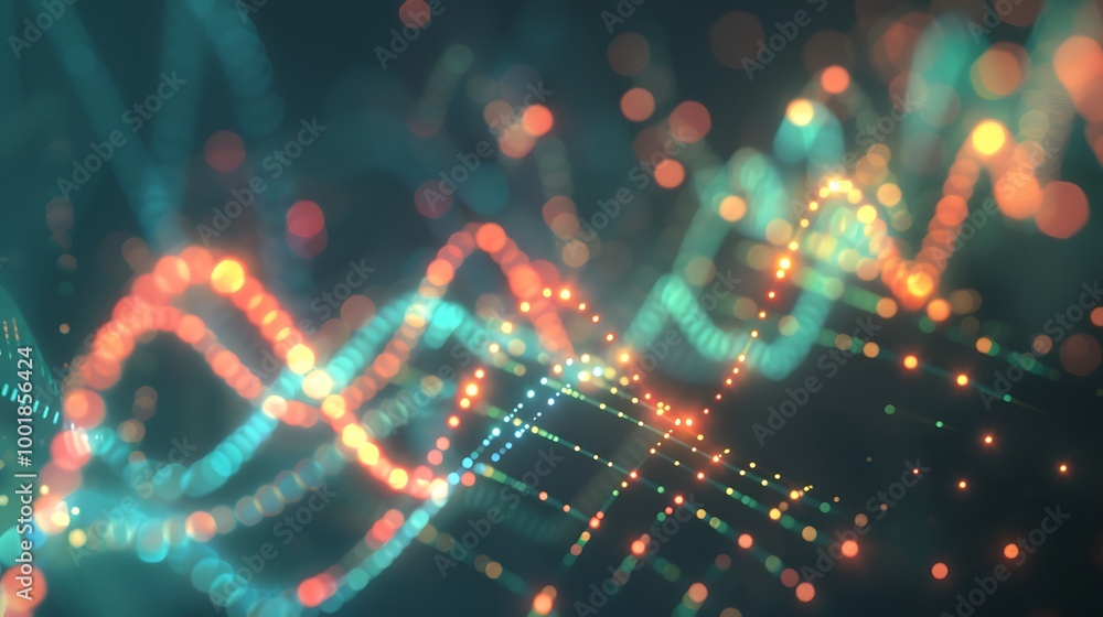Poster market volatility graph with bold lines and radiating light trails