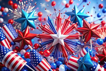 Obraz premium Vibrant Red, White, and Blue Graphics for Celebrations, Events, and Patriotic Themes in Design