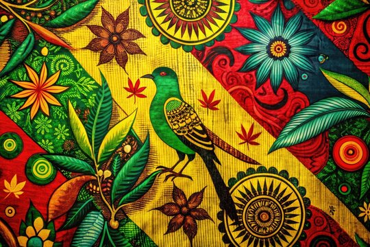 Vibrant reggae music inspired background featuring colorful patterns and textures for creative designs