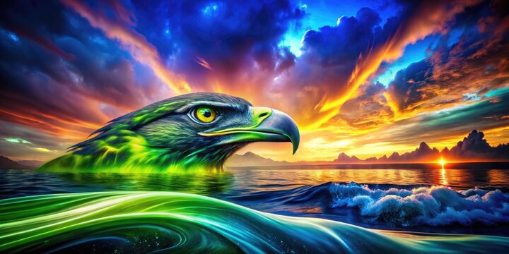 Vibrant Seahawk Themed Background Featuring Bold Colors and Dynamic Patterns for Creative Projects