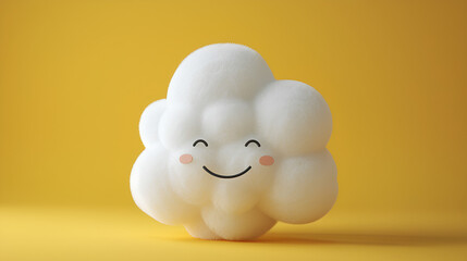 animated clouds with cute faces, on a yellow background