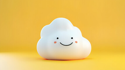 animated clouds with cute faces, on a yellow background