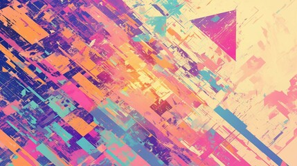 Fototapeta premium Abstract Geometric Pattern with Vivid Colors and Distressed Texture